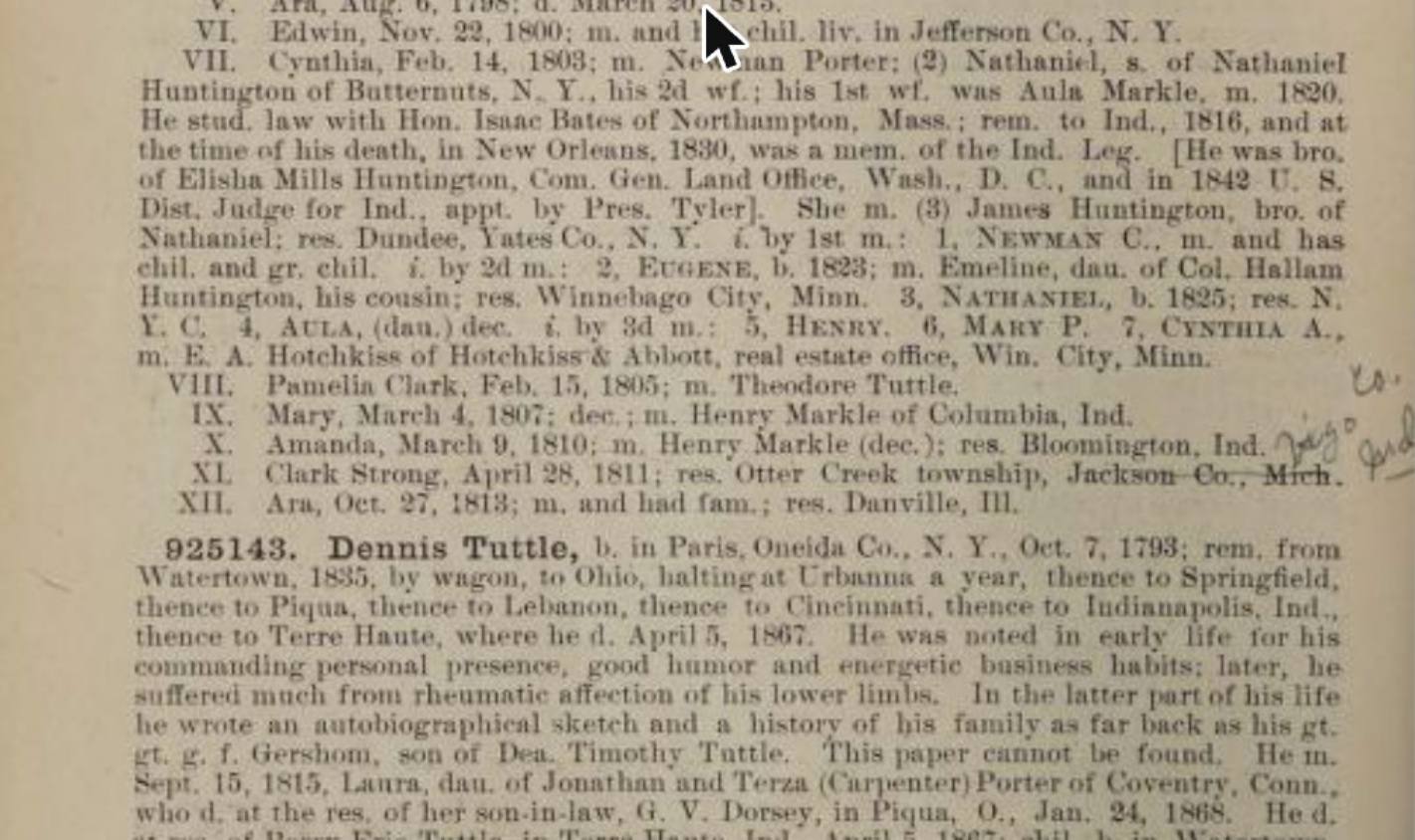 Third page confirming Clark Strong Tuttle's birth