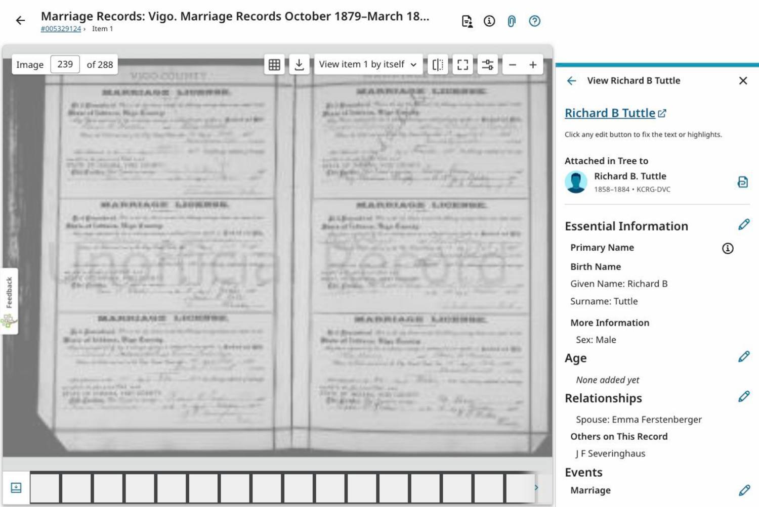 Second page of the 1881 marriage register