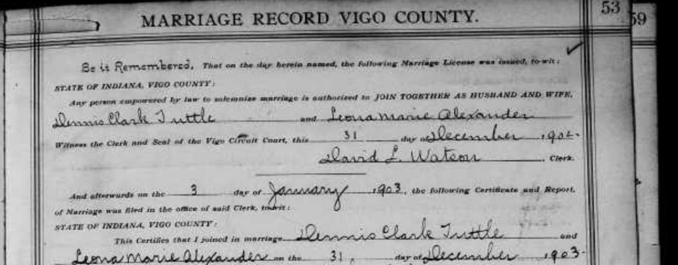 Dennis and Leona's 1902 marriage, page three