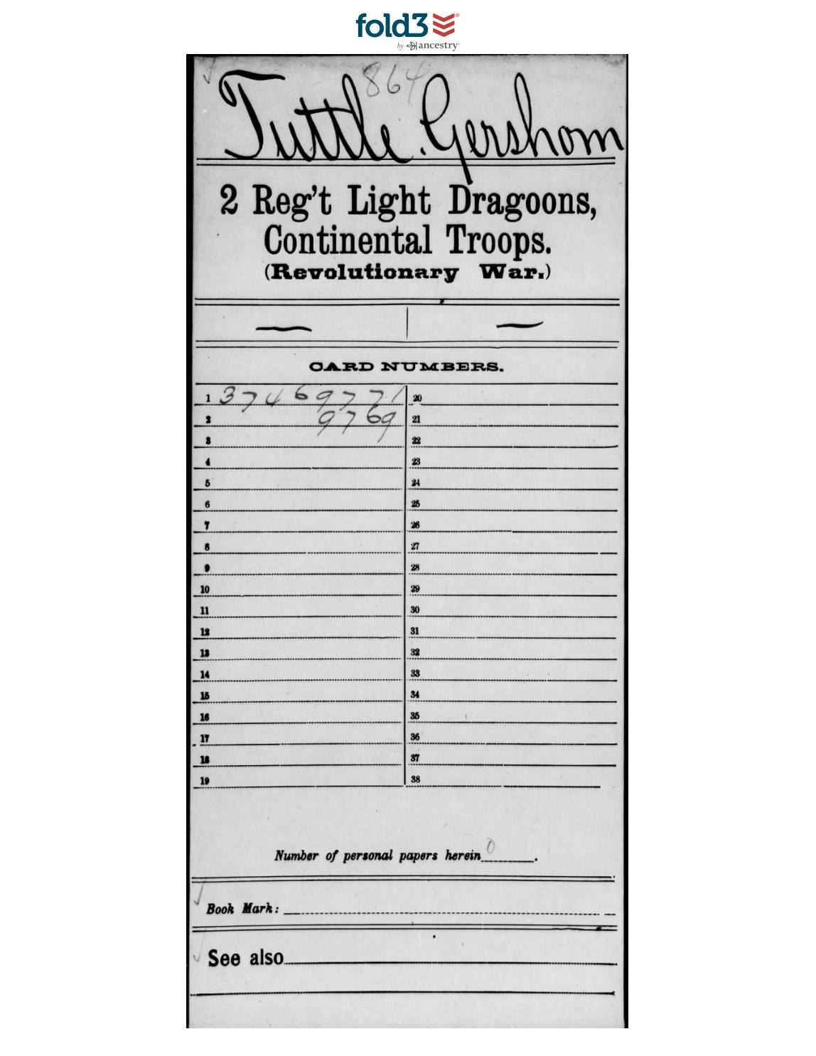 Light Dragoons payment record, 1782