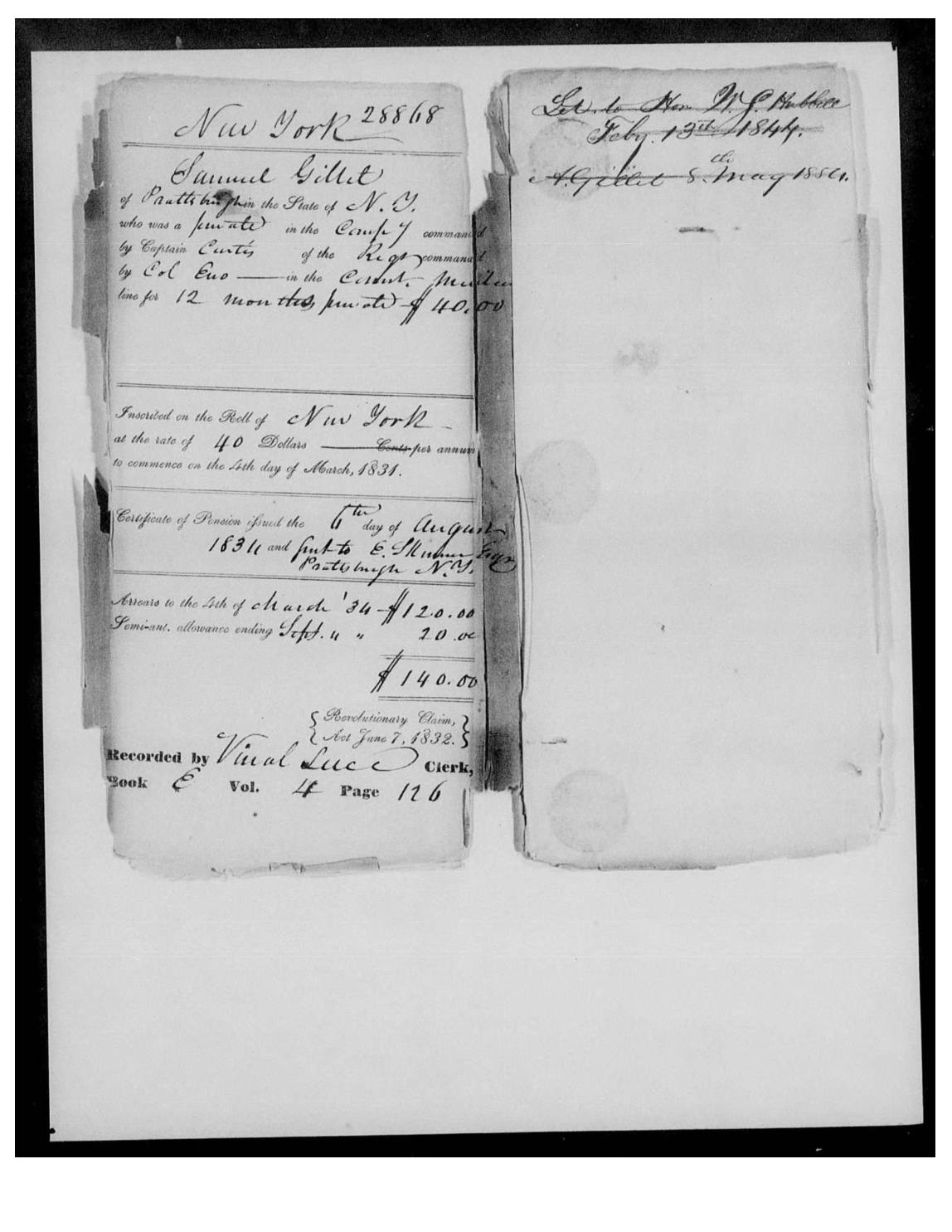evidence derived sar 50 pension s22789 samuel gillet discharge signed by tuttle p2