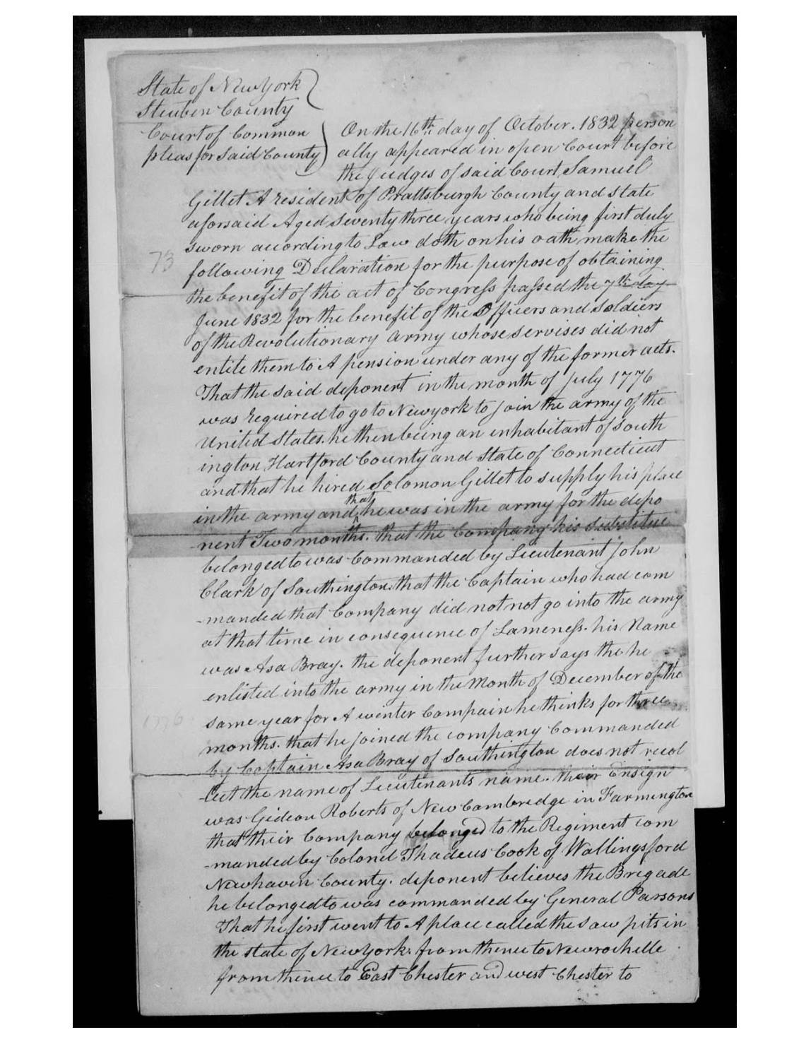 evidence derived sar 50 pension s22789 samuel gillet discharge signed by tuttle p3