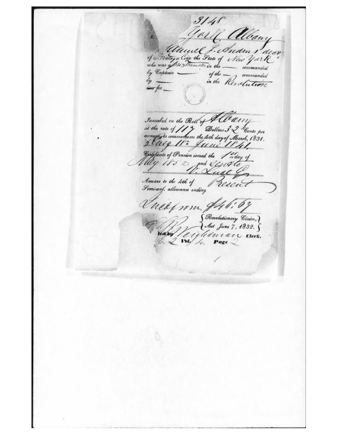 evidence derived sar 51 pension s11982 samuel andrus knew capt tuttle of bristol p2