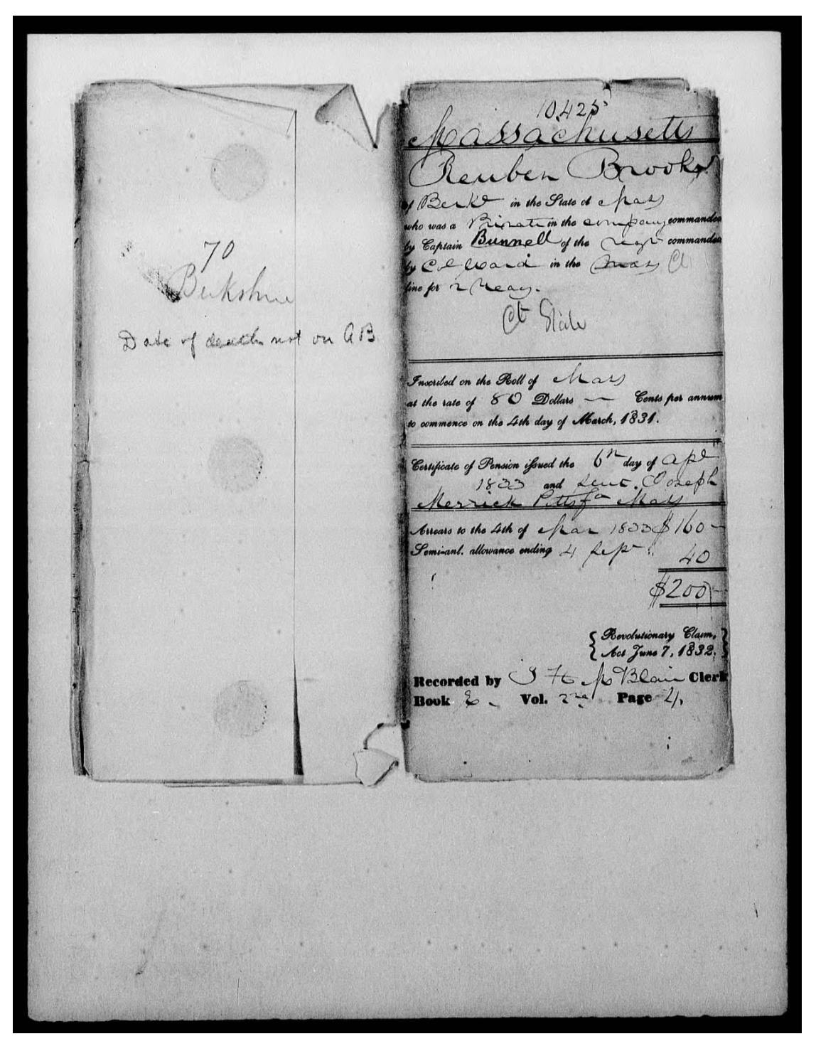 evidence derived sar 56 pension s30294 reuben brooks capt tuttles company 1782 p2