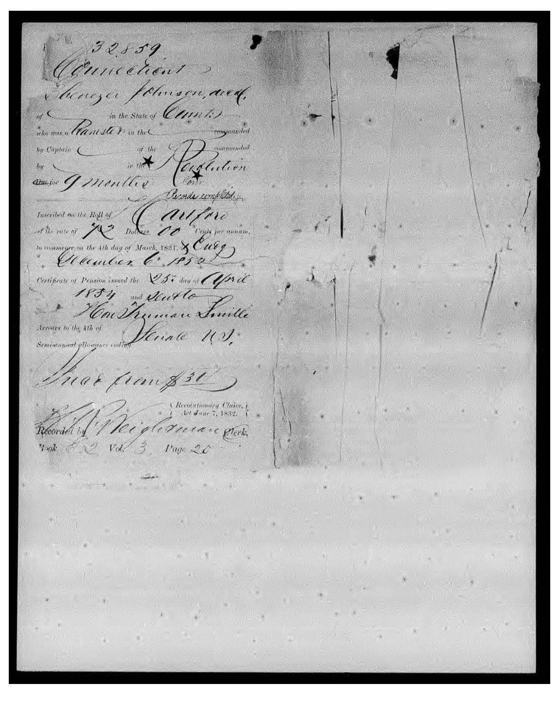 evidence derived sar 66 pension s13570 ebenezer johnson enlisted by capt tuttle p2