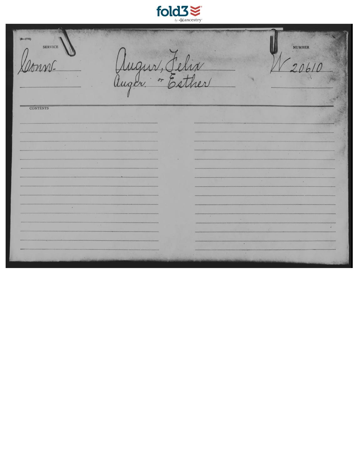 evidence derived sar 67 pension w20610 felix augur service 1780 under tuttle p1