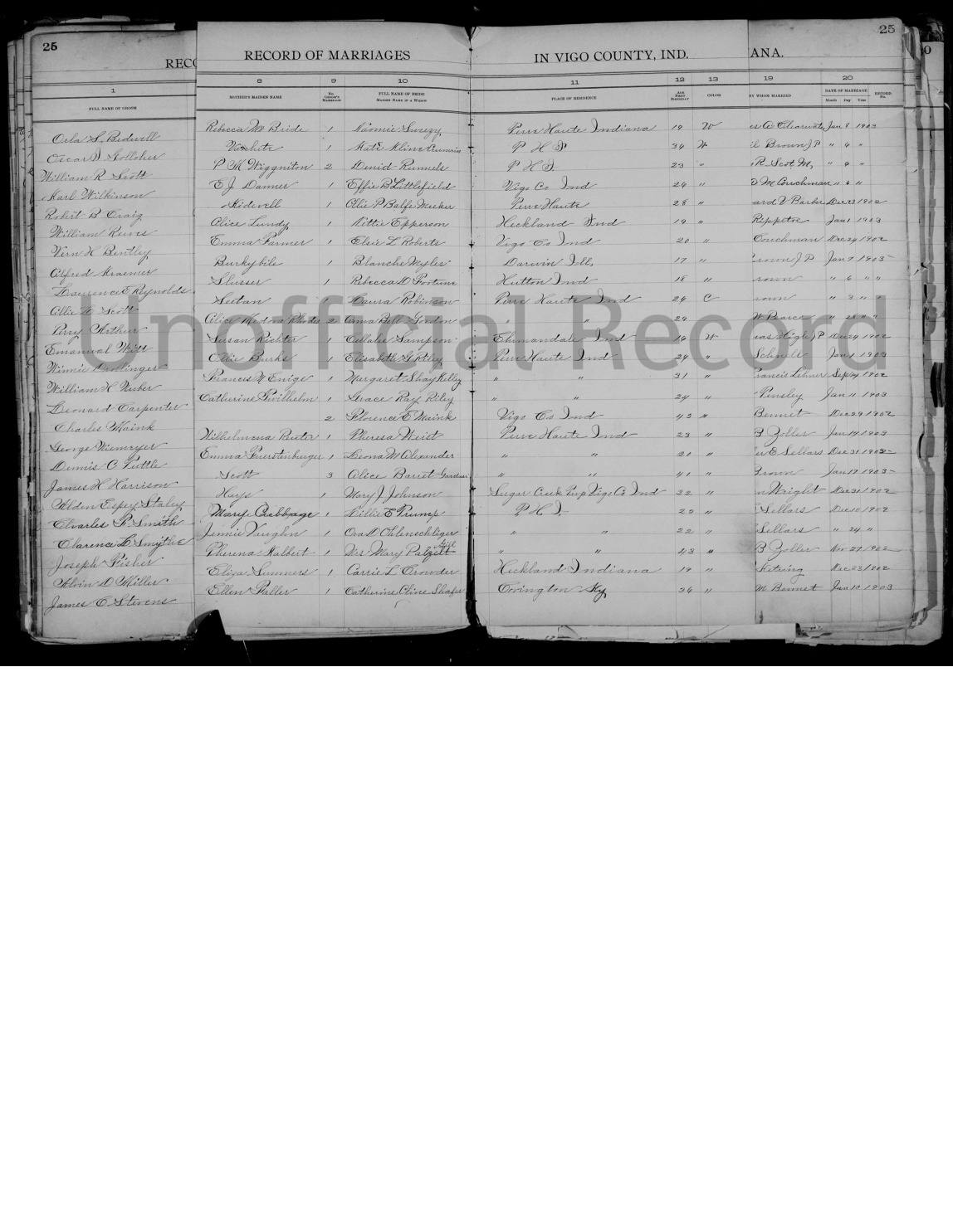 Dennis Tuttle's marriage record, mother's name