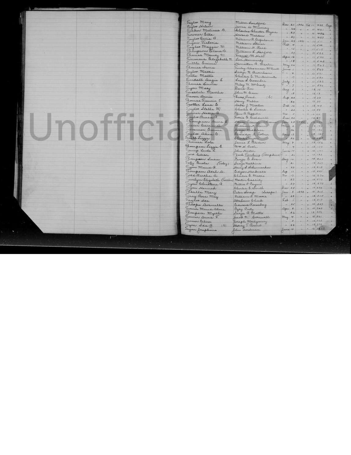 Index entry for Emma Tuttle's remarriage