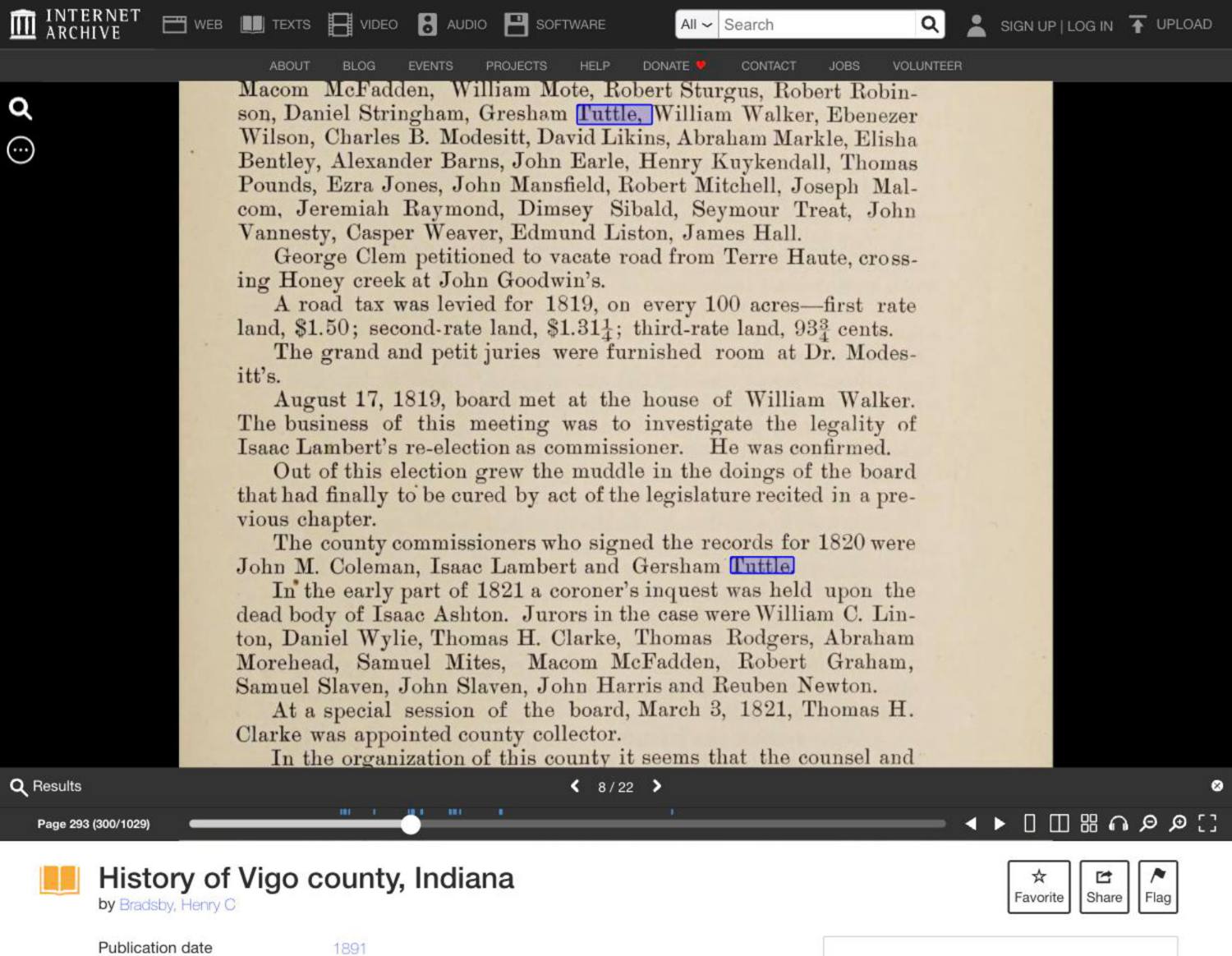 County history, Commissioner Tuttle, continued