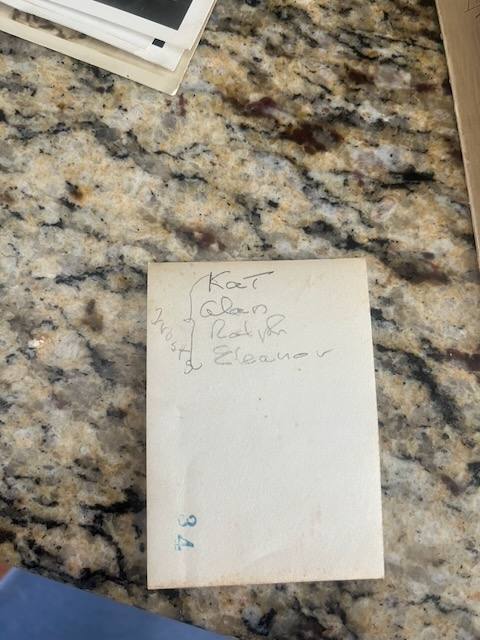 Pencil-annotated reverse of the Frost family photo