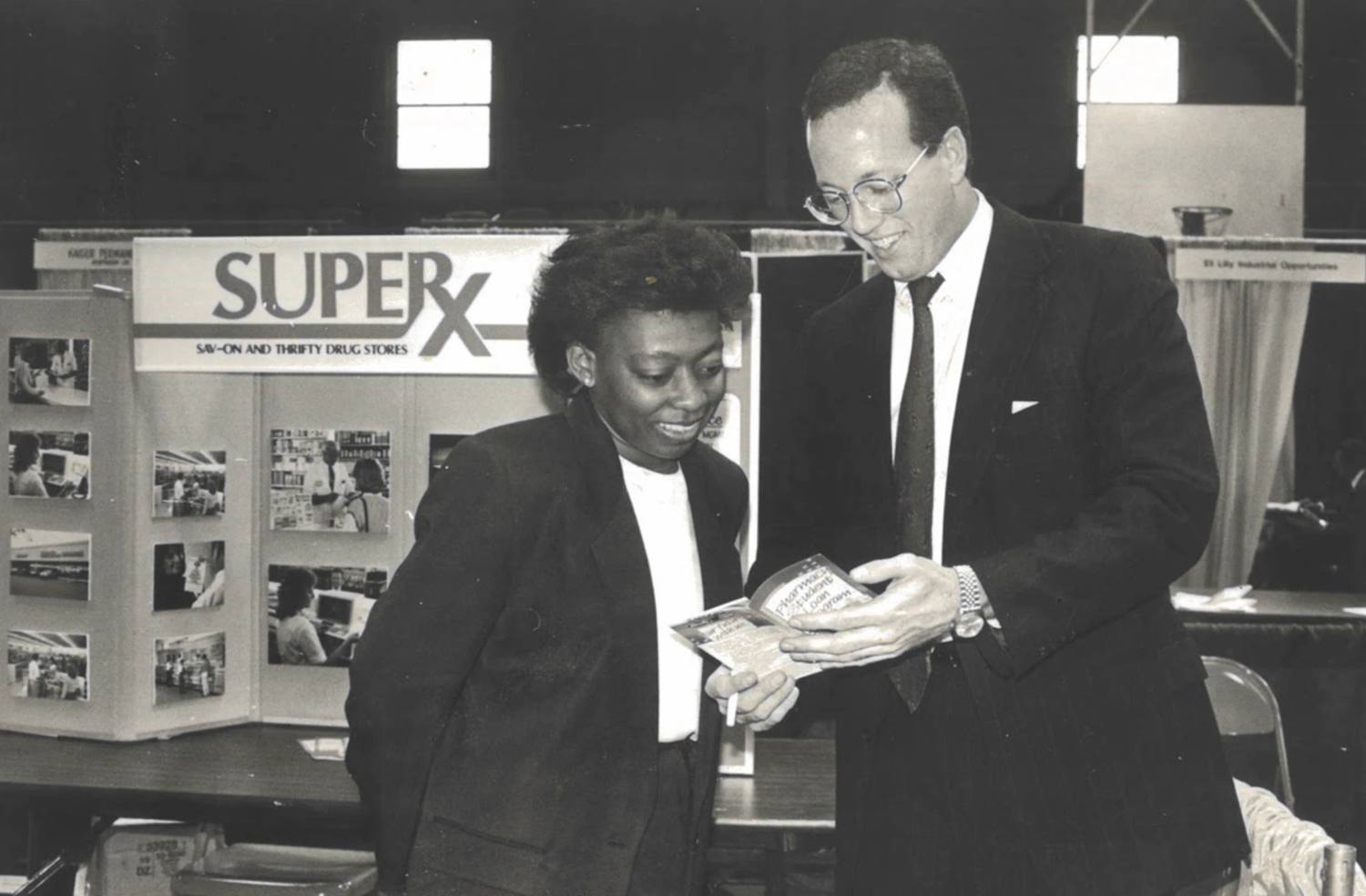 Robert Lee Bell Jr. at a pharmacy career fair, late 1980s
