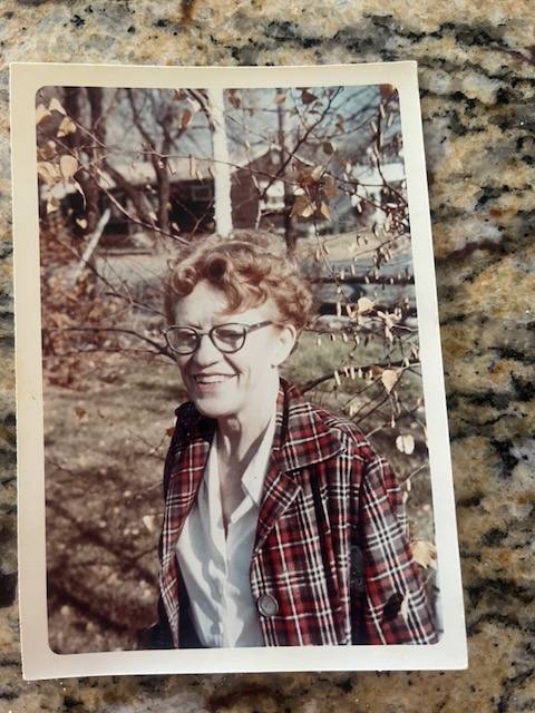 Velma Gladys Roush outdoors, late 1950s or early 1960s