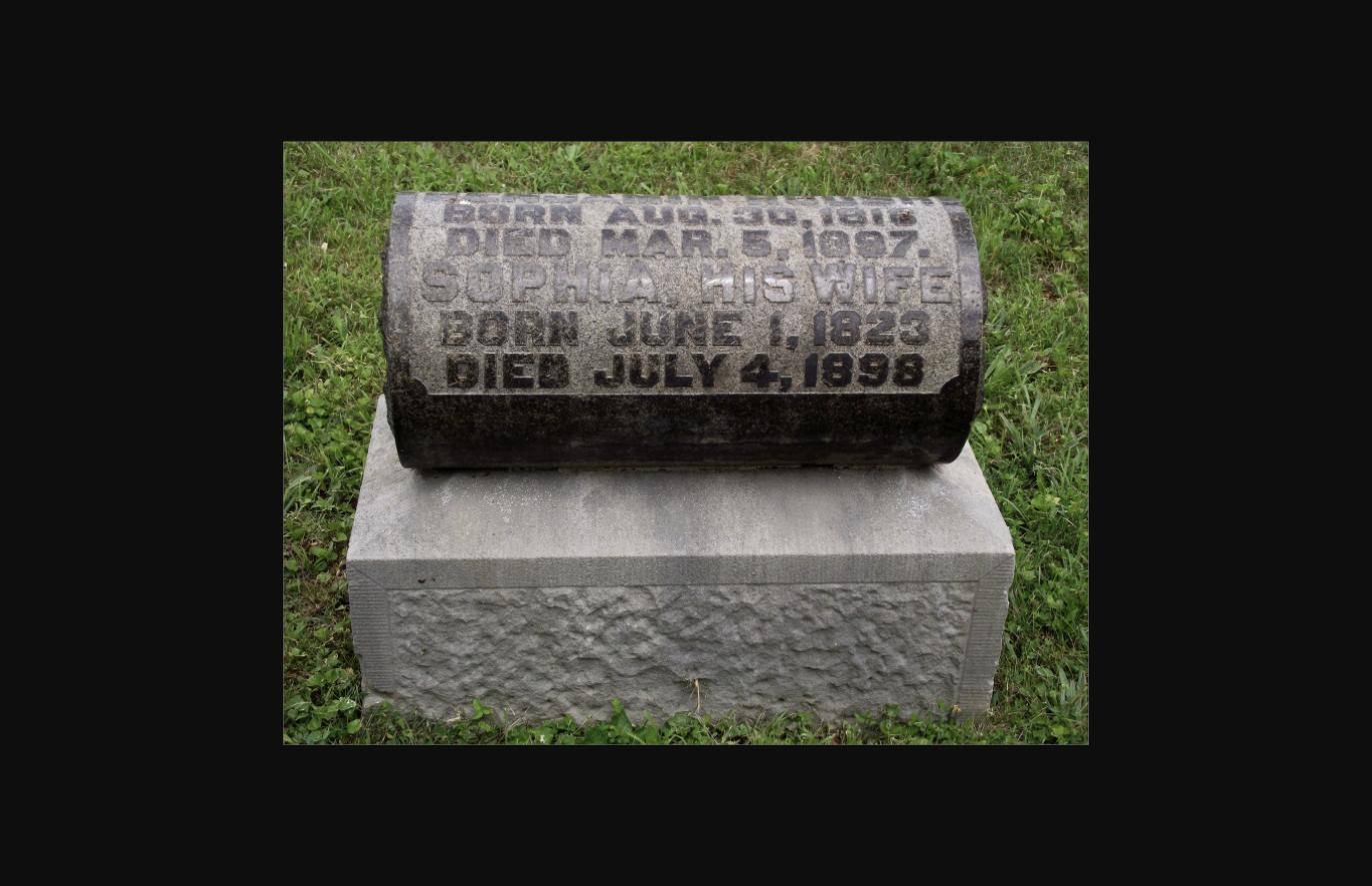 Color photograph of the Roush family gravestone