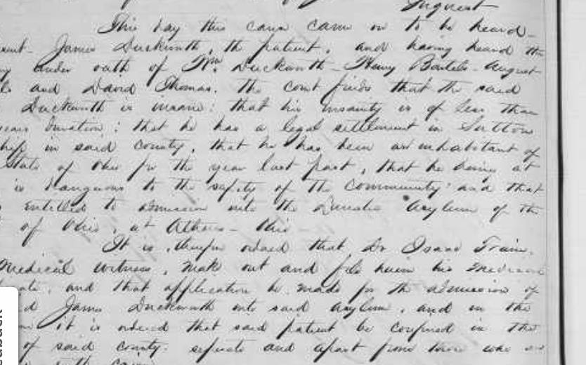 1874 Meigs County probate inquest, James Duckworth