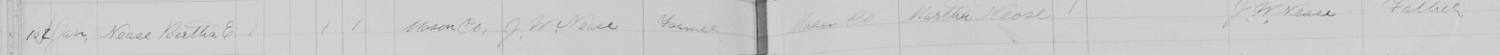 1878 West Virginia birth register for Bertha Nease