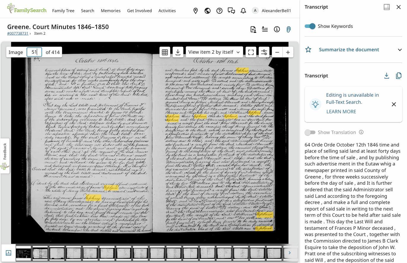Court minutes, full page — the Mary Thorn estate