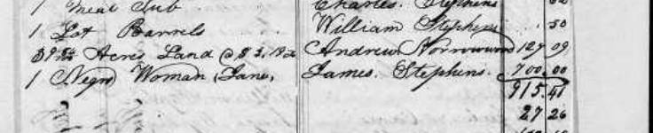 Bill of sale: Jane sold to James Stephens, 1844
