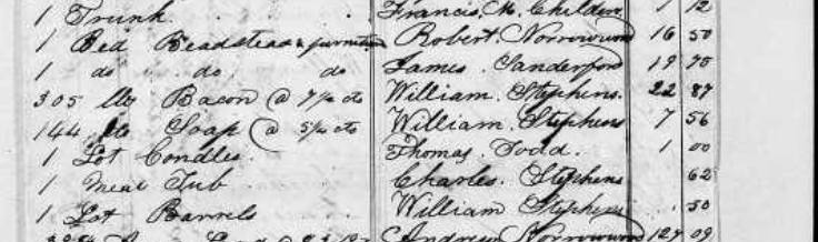 Mary Thorn's estate, account of sales, page 2