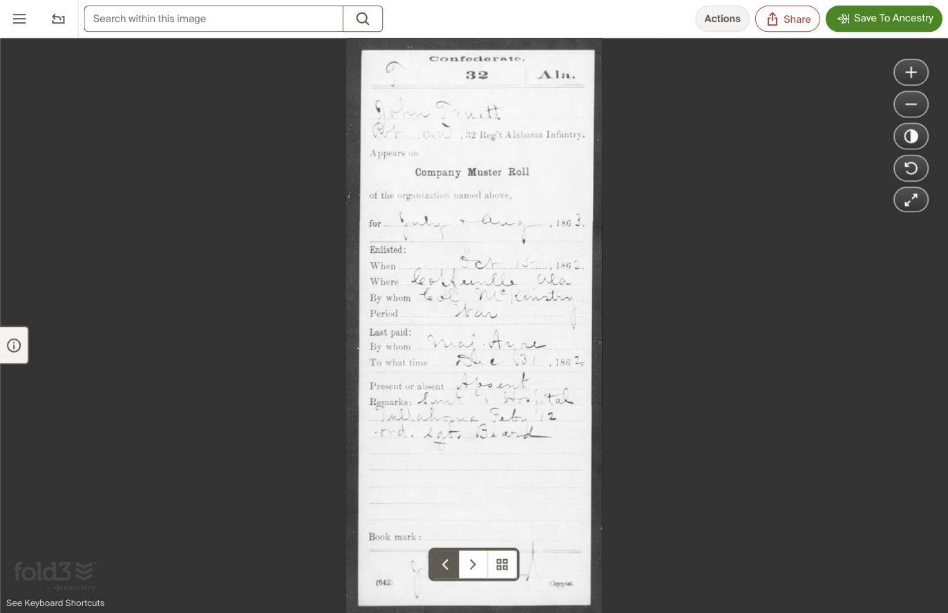 Muster roll: sent to hospital at Tullahoma, 1863