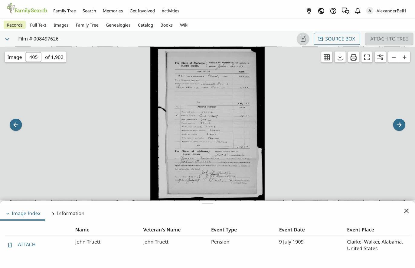 Pension schedule of property, Clarke County, 1909