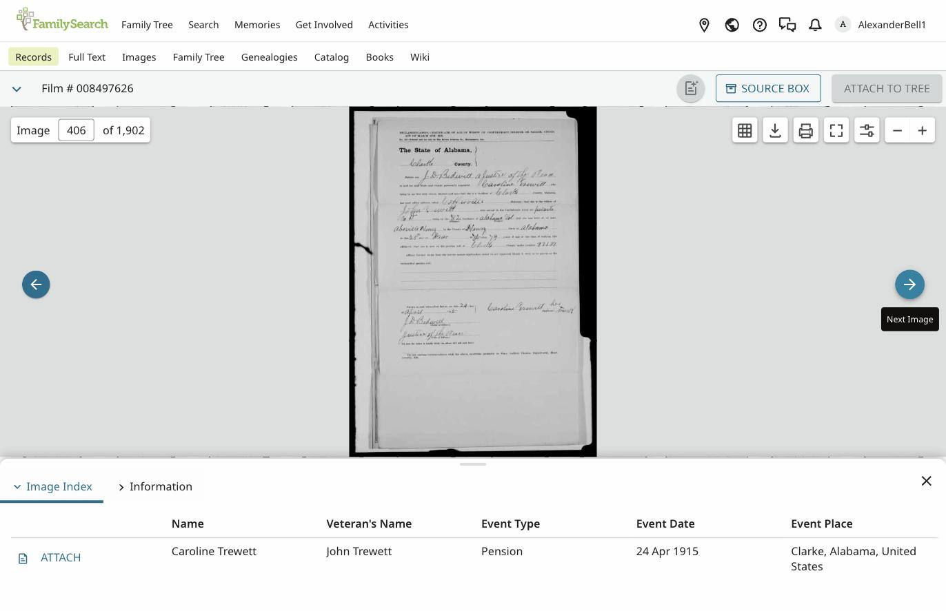 Widow's pension reclassification certificate, 1915