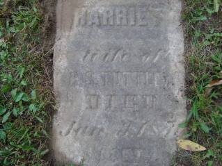 Headstone: “HARRIET, wife of C.S. TUTTLE” — d. 3 June 1851, aged 37 (1979 transcription; the worn date line misread as “Jan 9” and “1871” by later readers)